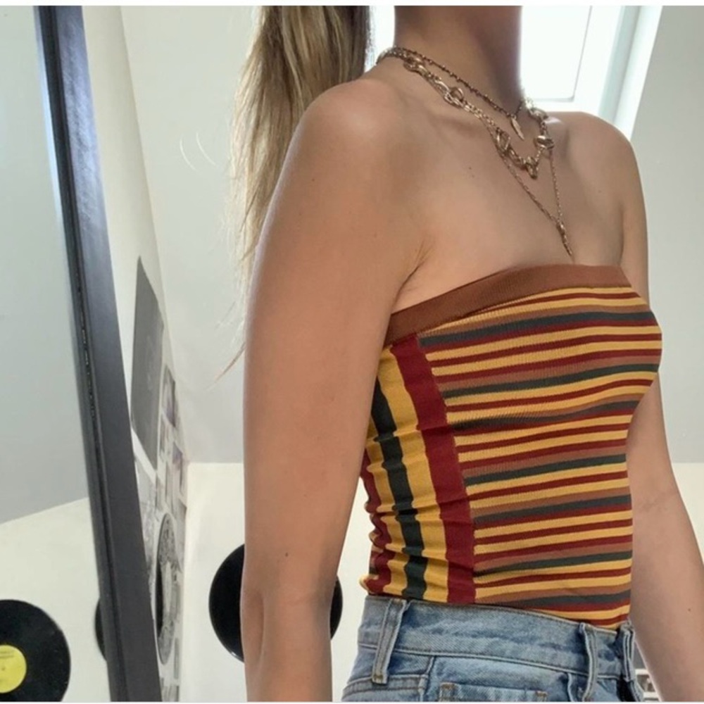 UO out from under Striped tub body suit size small red yellow multi no snaps